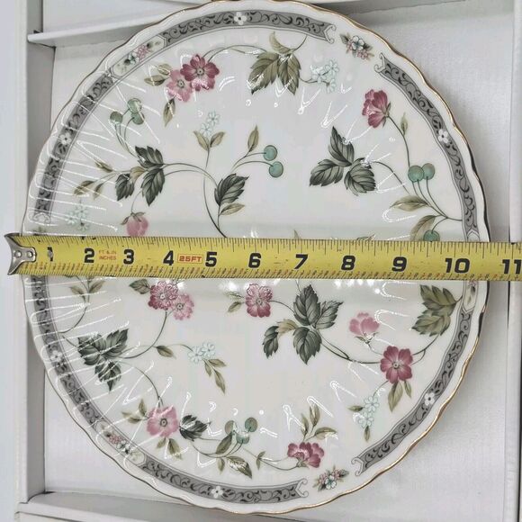 Andrea by Sadek Garden Splendor Cake Plate / Server Serving Set Porcelain 10.5" - Picture 8 of 14